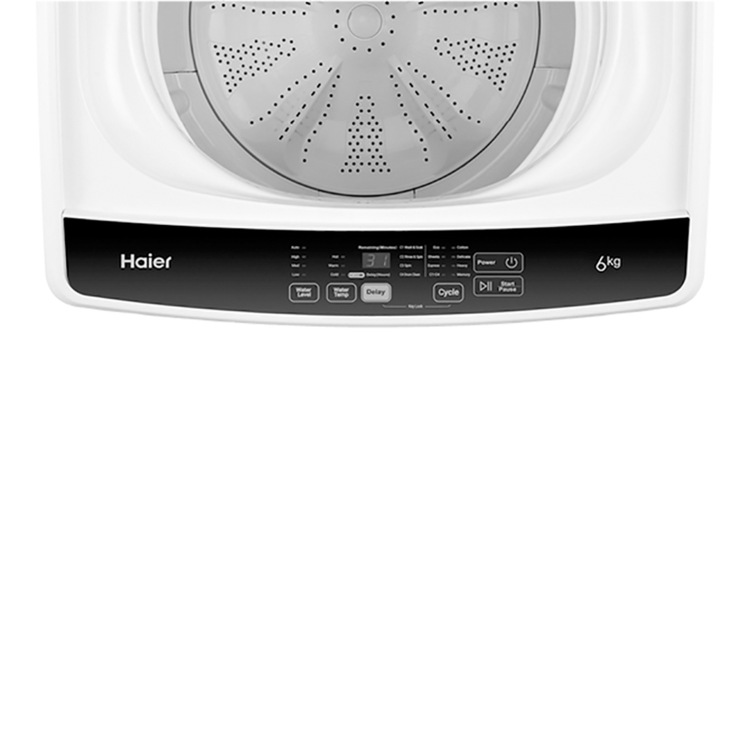 HAIER 6KG WHITE WITH BLACK LID TOP LOAD WASHING MACHINE image 5